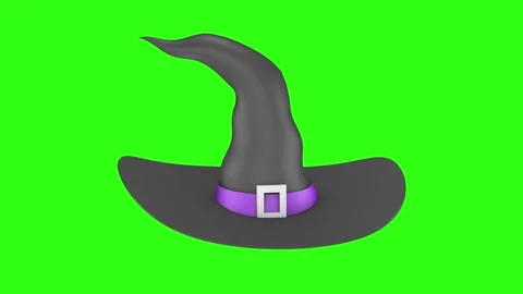 Witch hat spinning on green background, 3D animation for Halloween. Stock Footage 288975422