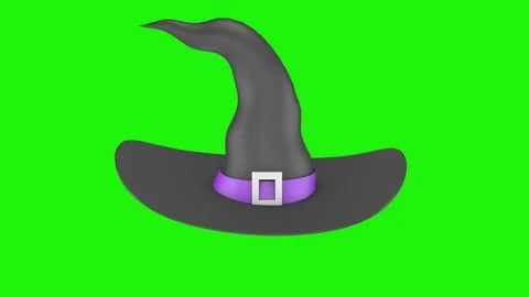 Witch hat spinning on green background, 3D animation for Halloween. Stock Footage 313676553