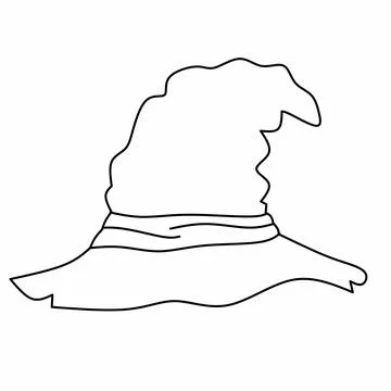 Witch hat thin line. On white background Stock Illustration