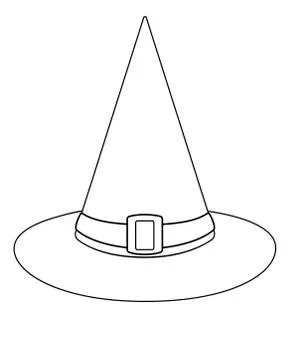 Witch hat - vector linear illustration for coloring. The witch's hat Illustrazione stock
