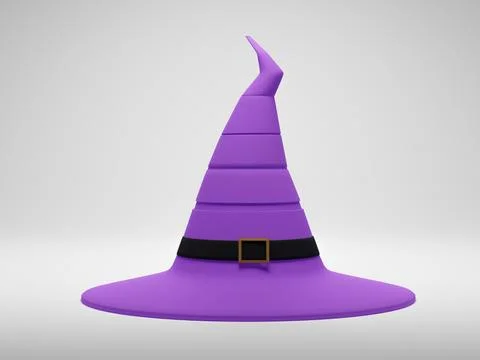Witch Hat on white background for Halloween day. 3D render, 3D Illustration. Stock Illustration