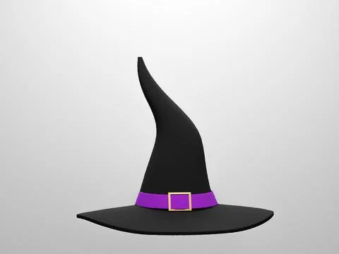 Witch Hat on white background for Halloween day. 3D render, 3D Illustration. Stock Illustration