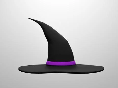 Witch Hat on white background for Halloween day. 3D render, 3D Illustration. Stock Illustration