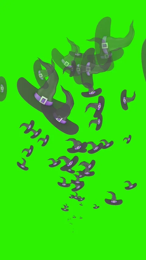 Witch hats appear and disappear on a green background. Stock Footage 313676552