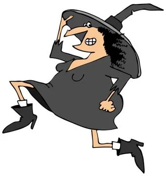 Witch holding on to her hat Illustrazione stock
