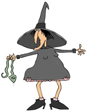 Witch holding a snake Stock Illustration