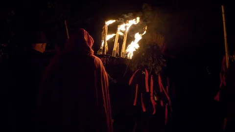 Witch Hunt Night Slow Motion Stock Footage 124690962