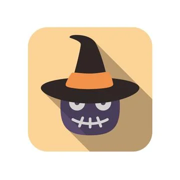 Witch icon, Halloween flat icon design vector illustration Stock Illustration