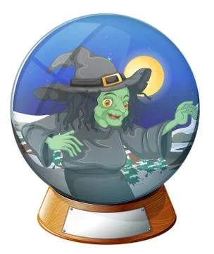 A witch inside the crystal ball Illustrazione stock