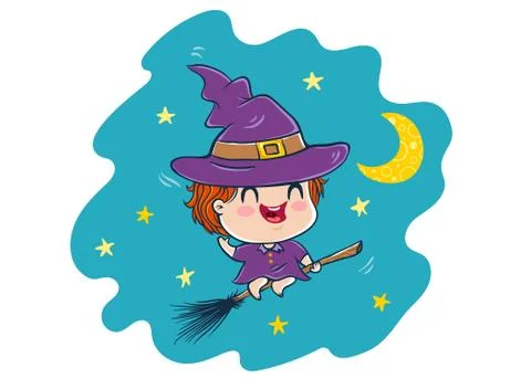 Witch in kawaii style 库存插图