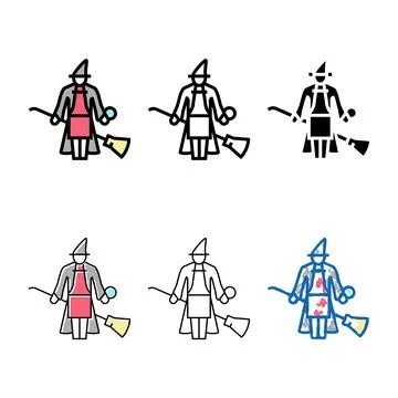 Witch magic color stylized icon vector Stock Illustration