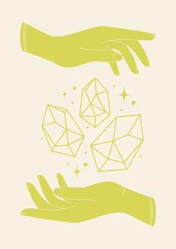 Witch magic design crystal elements illustration poster. 스톡 일러스트