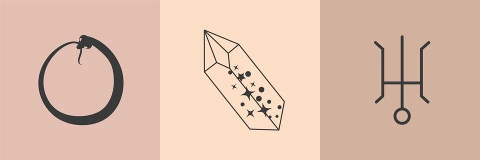 Witch magic design elements set. Hand drawn, doodle, sketch magician collecti Stock Illustration