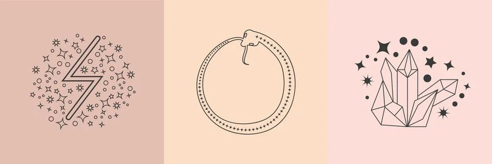 Witch magic design elements set. Hand drawn, doodle, sketch magician collecti Stock Illustration