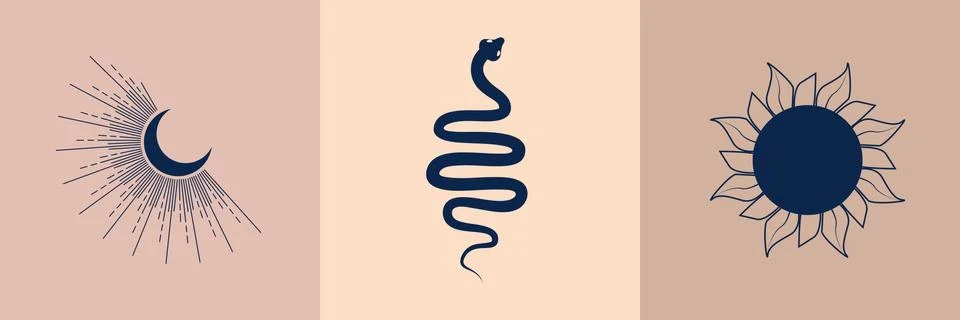 Witch magic design elements set. Hand drawn, doodle, sketch magician collecti Stock Illustration