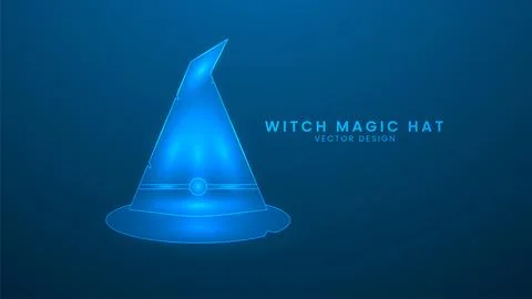 Witch magic hat. Halloween decor. Vector illustration with light effect and.. Stock Illustration