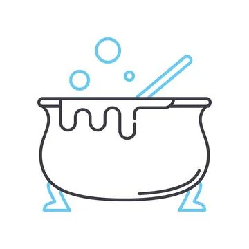 Witch magic pot line icon, outline symbol, vector illustration, concept sign Stock Illustration