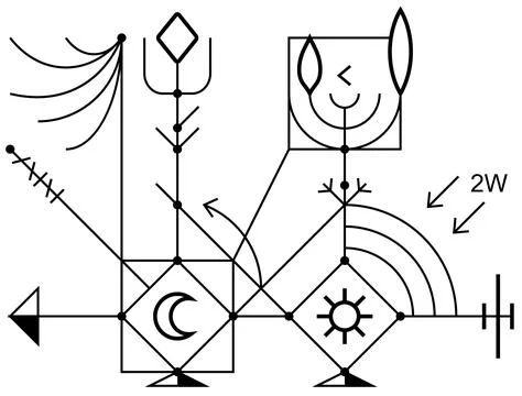Witch magic scheme. Esoteric occult sketch. Vector Illustrazione stock