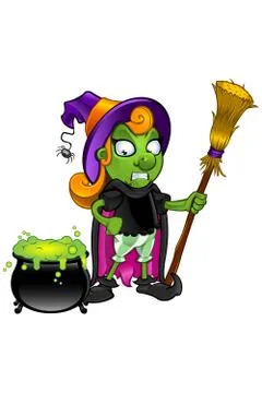 Witch mascot character Stock Illustration