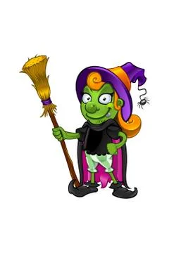Witch mascot character 스톡 일러스트