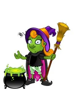 Witch mascot character Stock Illustration