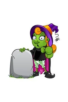 Witch mascot character 스톡 일러스트