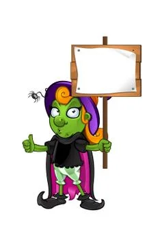 Witch mascot character 스톡 일러스트