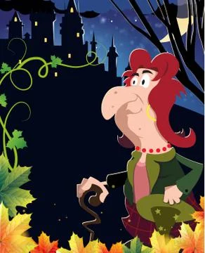 Witch near the castle Stock Illustration