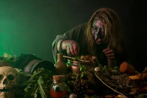 Witch operates in a alchemy lab 스톡 사진