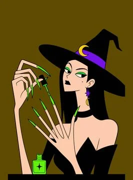 Witch Painting Her Nails イラスト素材