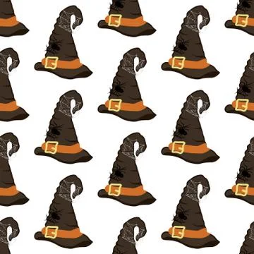 Witch party costume magic hat seamless pattern Stock Illustration
