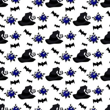 Witch party costume magic hat seamless pattern Stock Illustration