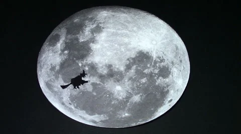 Witch passing in front of the moon Stock-Footage 52312368