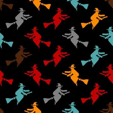 Witch pattern seamless. hag background. hex texture Stock Illustration