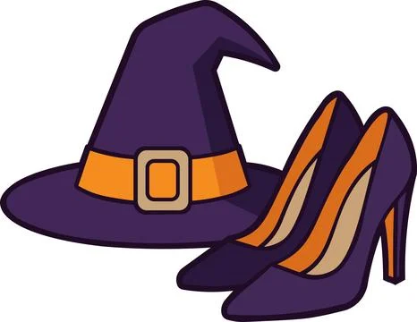 Witch pointed hat and high heel shoes Stock Illustration