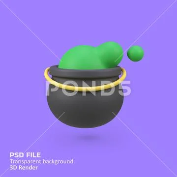 Witch pot isolated 3d render icon illustration PSD Template