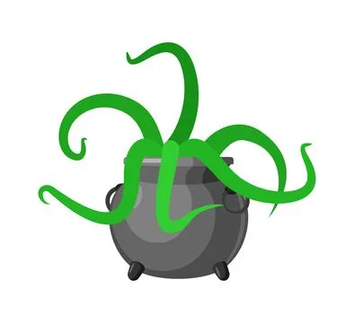 Witch pot octopus. halloween Vector illustration Stock Illustration