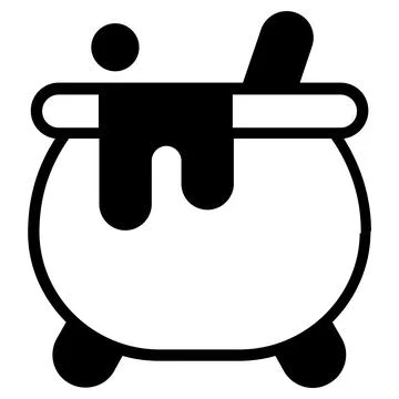 Witch pot vector black filled outline icon. Stock Illustration