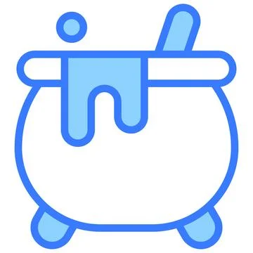 Witch pot vector blue outline icon. Stock Illustration