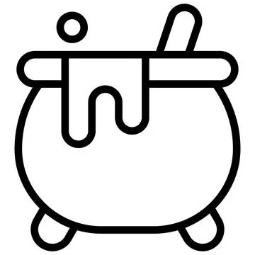 Witch pot vector line icon Stock Illustration