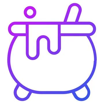 Witch pot vector outline icon. Stock Illustration