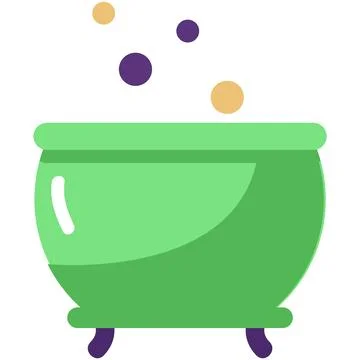 Witch pot vector soup cauldron flat icon Stock Illustration