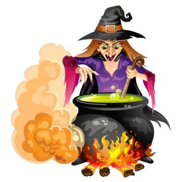 Witch preparing a potion Stock Illustration