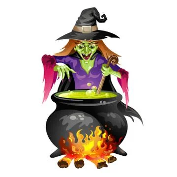 Witch preparing a potion Stock Illustration