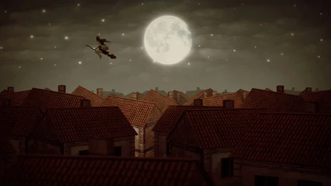 Witch with a pumpkin on a background of the moon 스톡 동영상 80521095