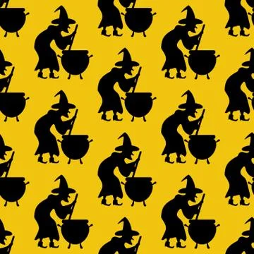 Witch seamless pattern Stock Illustration