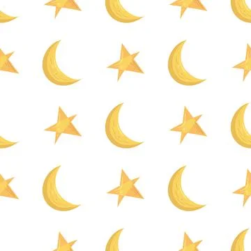 Witch seamless pattern with moon and star Stock Illustration
