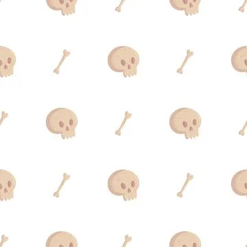 Witch seamless pattern with skull and bone Illustrazione stock