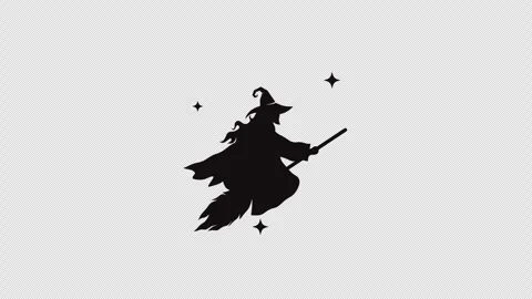 Witch silhouette flying Stock Footage 332691745