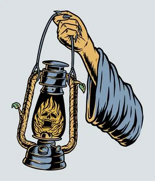 Witch skull lantern vector illustration Stock Illustration